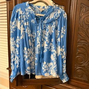 Blue Boho Floral Women's Top